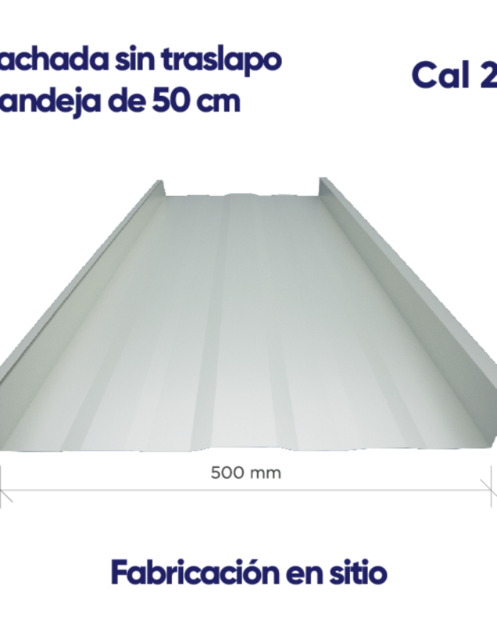 Standing Seam – Bandeja de 50 cm x metro lineal – Calibre 24 – Blanco/Blanco